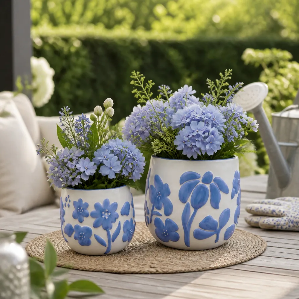 NICKGROVE SET OF 2 BLUE PLANTER 7 (IN)