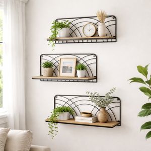 KIRAVIEW SET OF 3 BROWN WALL SHELF 8 (IN) 11