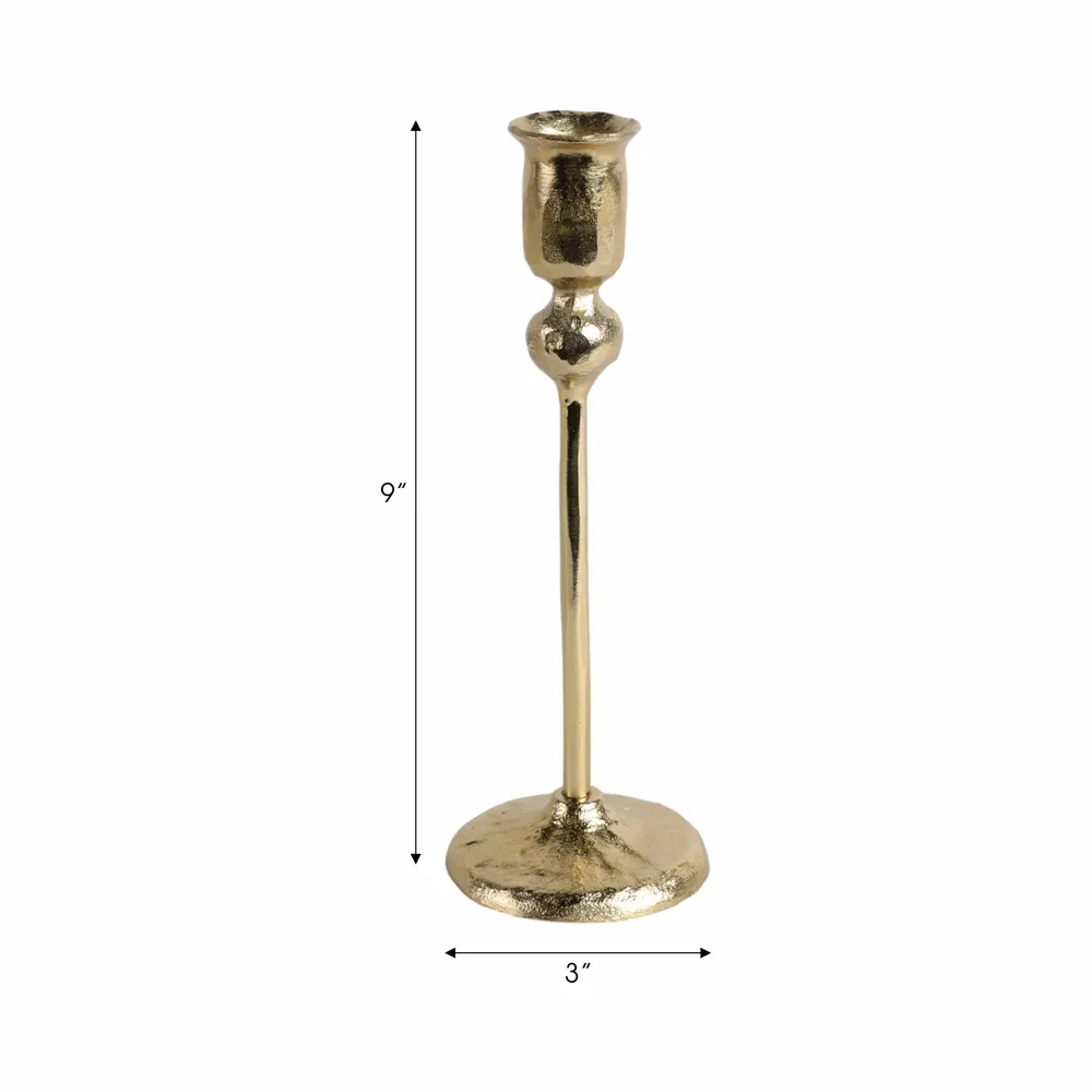 BAKERHAM GOLD CANDLE HOLDER 9 (IN)