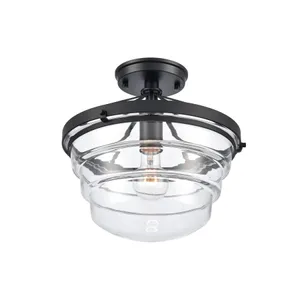 Boyer 12″ Wide 1-Light Semi Flush Mount - Matte Black 3