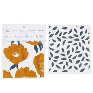 Icelandic Poppies Gold blu Eco Sponge Cloths (Set of 2) 8