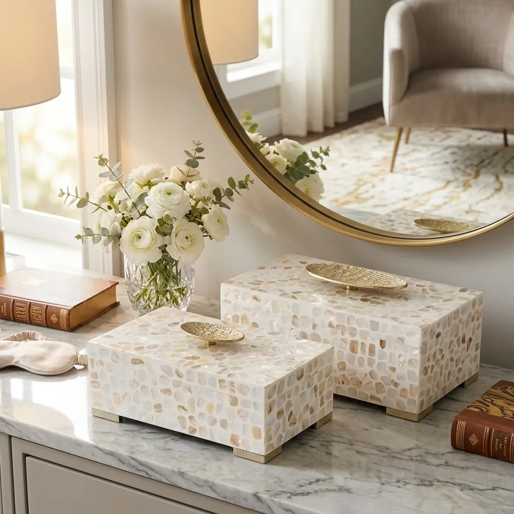 JASPERGATE SET OF 2 WHITE BOXES 6 (IN)