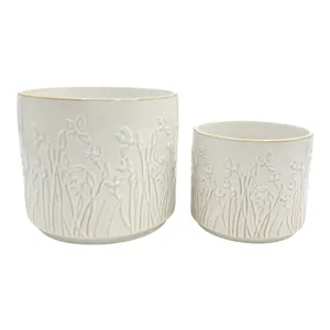 DANEBY SET OF 2 IVORY PLANTER 7 (IN) 1