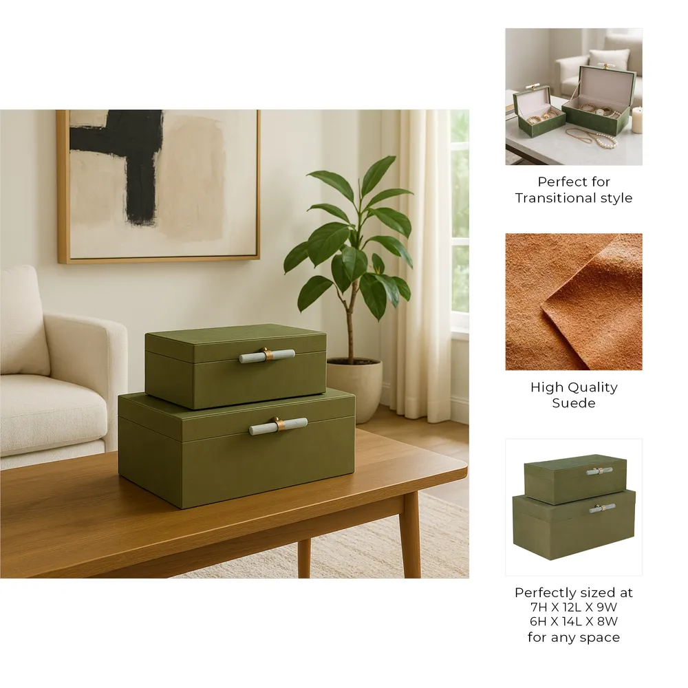 GARANDBEACH SET OF 2 GREEN BOXES 7 (IN)