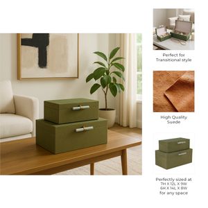 GARANDBEACH SET OF 2 GREEN BOXES 7 (IN) 9