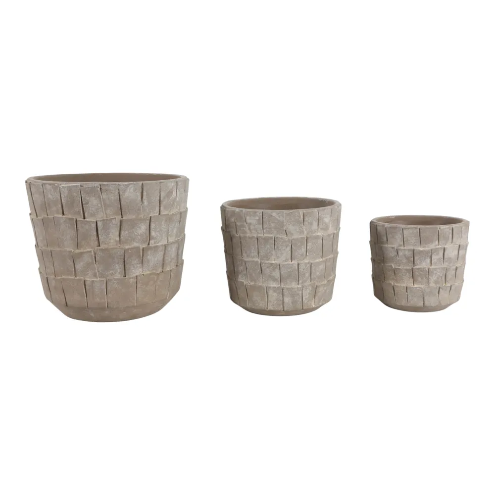 HOUSTONHAVEN SET OF 3 GRAY PLANTER 8 (IN)