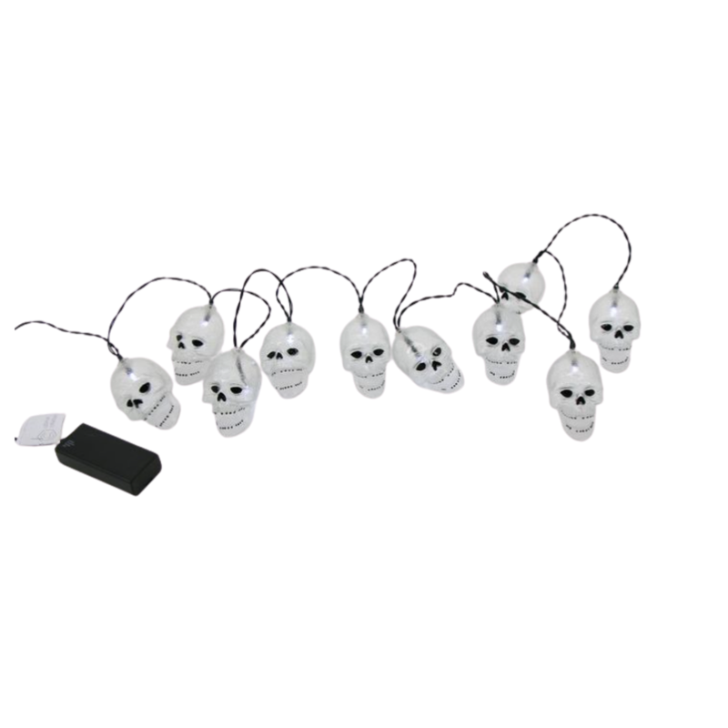 6ft Battery-Operated Glitter Skull LED String Lights