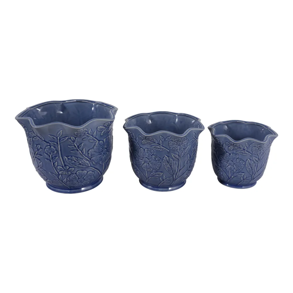 CLAYBROOK SET OF 3 BLUE PLANTER 9 (IN)