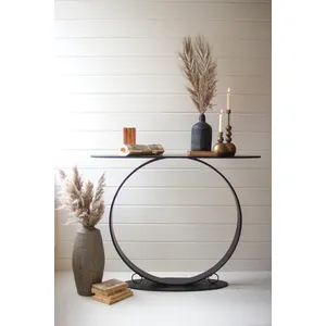 Black Oval Metal Console Table 1