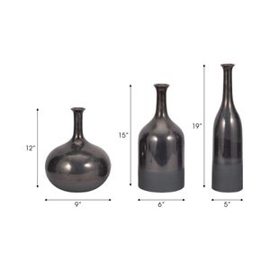 MAXLAKE SET OF 3 BRONZE VASES 18 (IN) 8