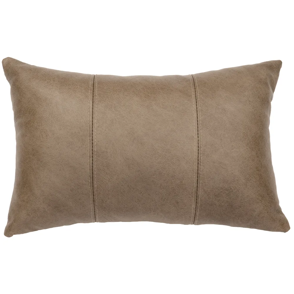 Silver Fox Leather Pillow - Leather Back