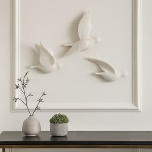 RUEMOOR SET OF 3 WHITE WALL SCULPTURES 13 (IN) 2