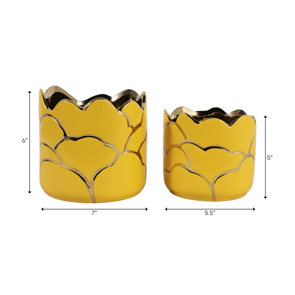 BRIGHTONROSE SET OF 2 YELLOW PLANTER 7 (IN)