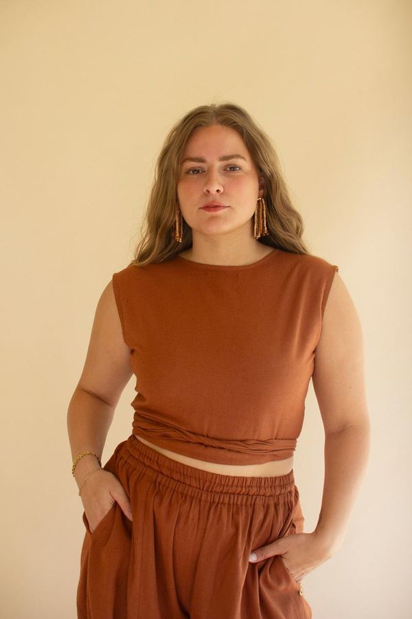 Convertible Wrap Blouse / Cinnamon