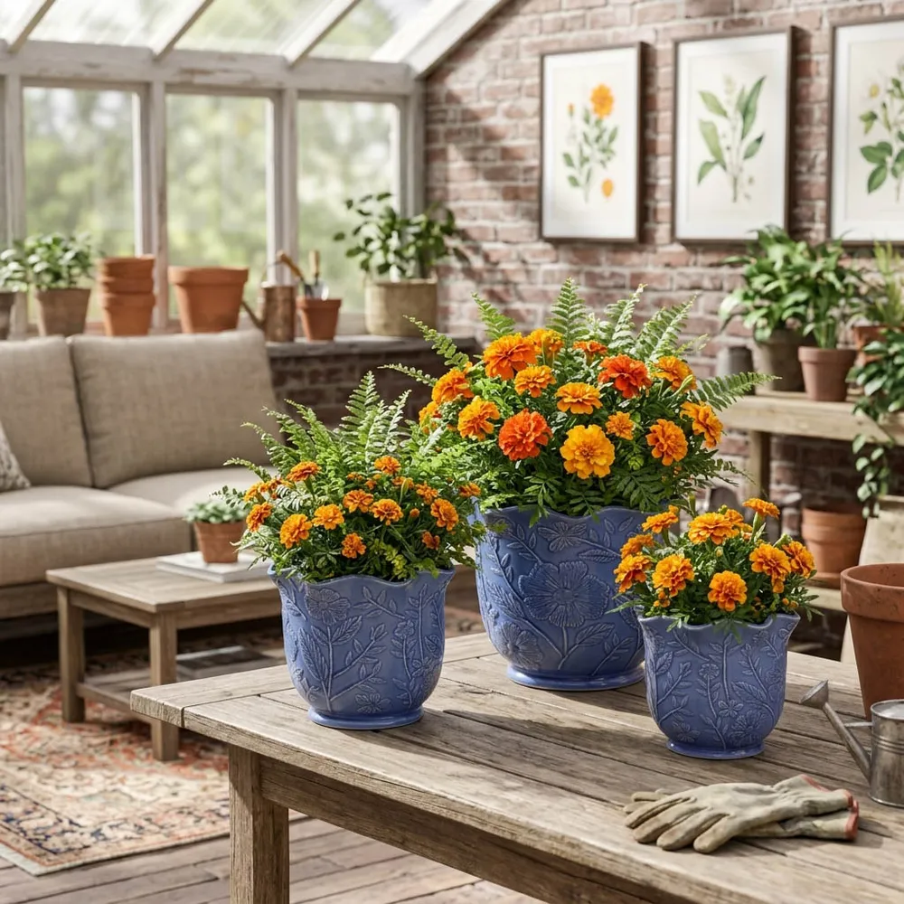 CLAYBROOK SET OF 3 BLUE PLANTER 9 (IN)