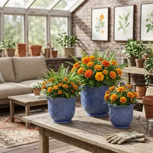 CLAYBROOK SET OF 3 BLUE PLANTER 9 (IN) 11