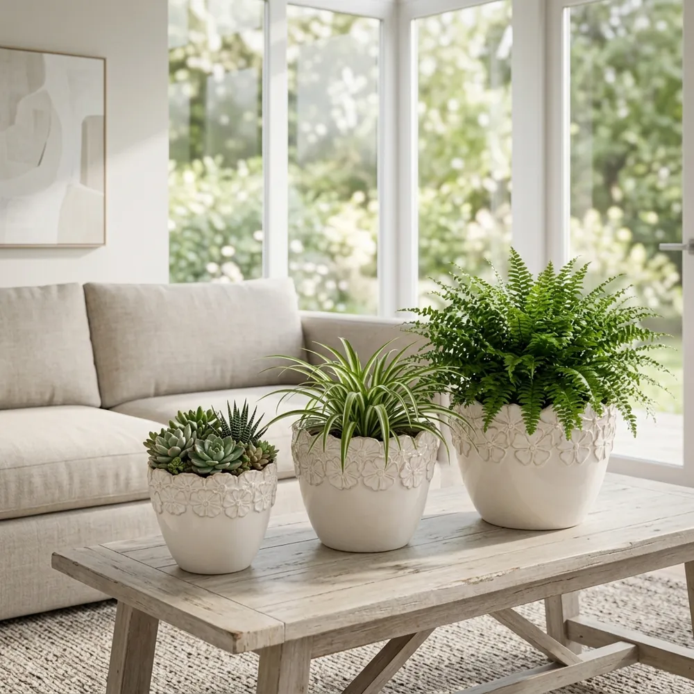 SLATERGATE SET OF 3 IVORY PLANTER 10 (IN)