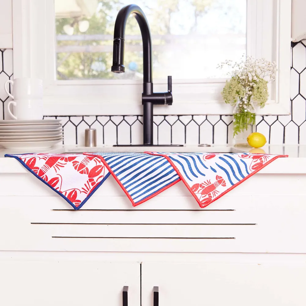 Lobster Waves Eco Dish Cloth (Set of 3)