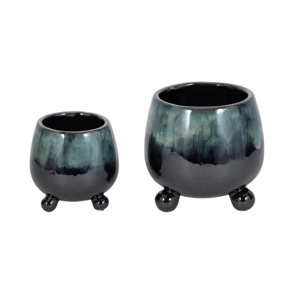 SUTTONOAK SET OF 2 BLUE PLANTER 8 (IN)