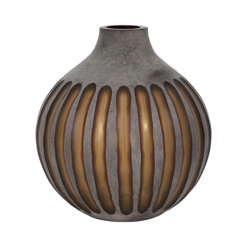 HAMDENSIDE GRAY GLASS VASE 12 (IN)