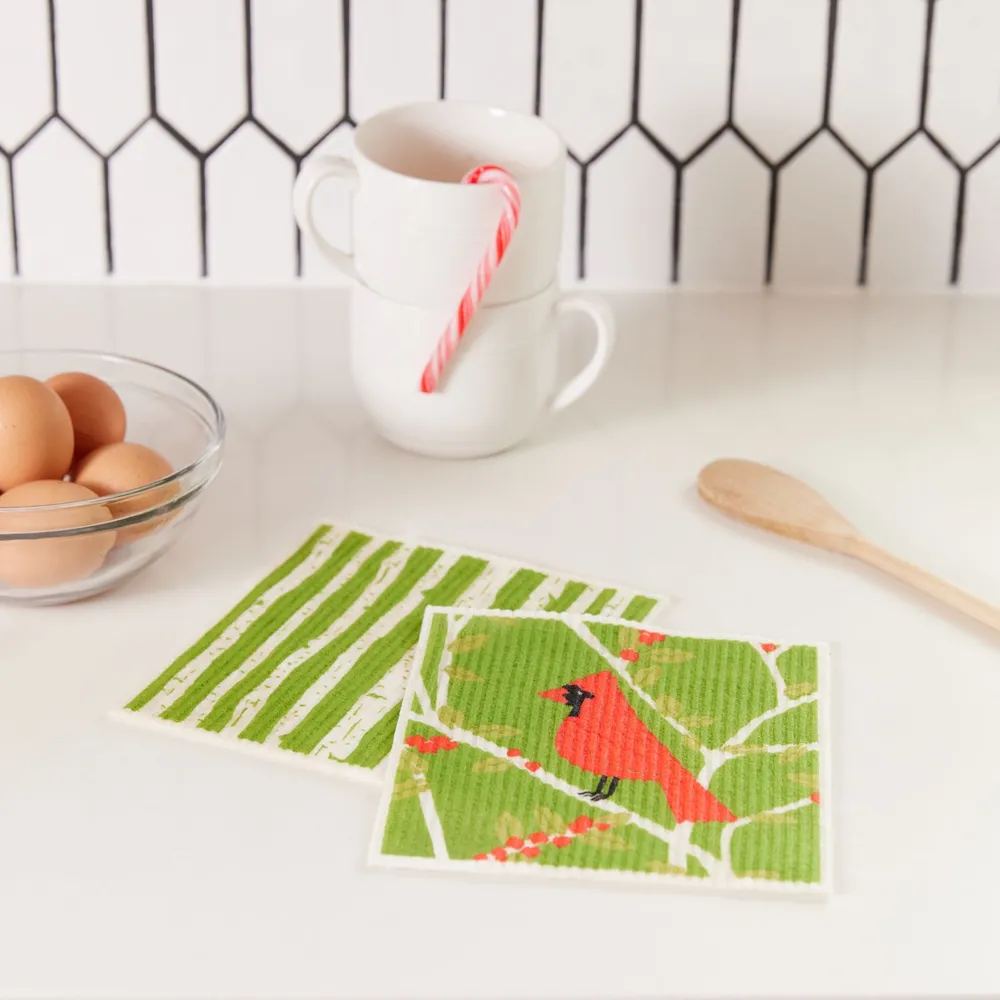 Red Cardinals blu Eco Sponge Cloths (Set of 2)