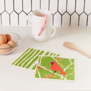 Red Cardinals blu Eco Sponge Cloths (Set of 2) 2