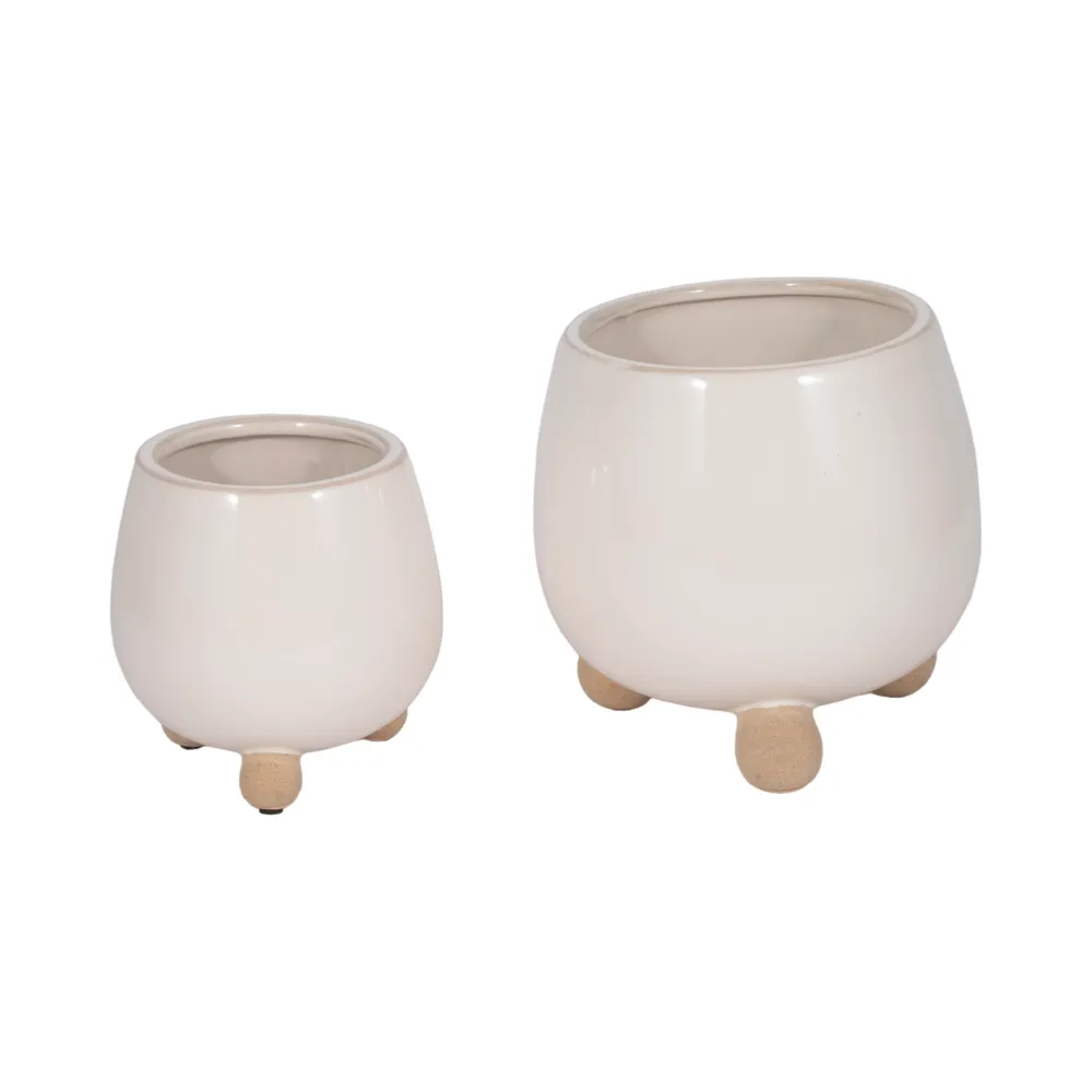 SUTTONOAK SET OF 2 IVORY PLANTER 8 (IN)