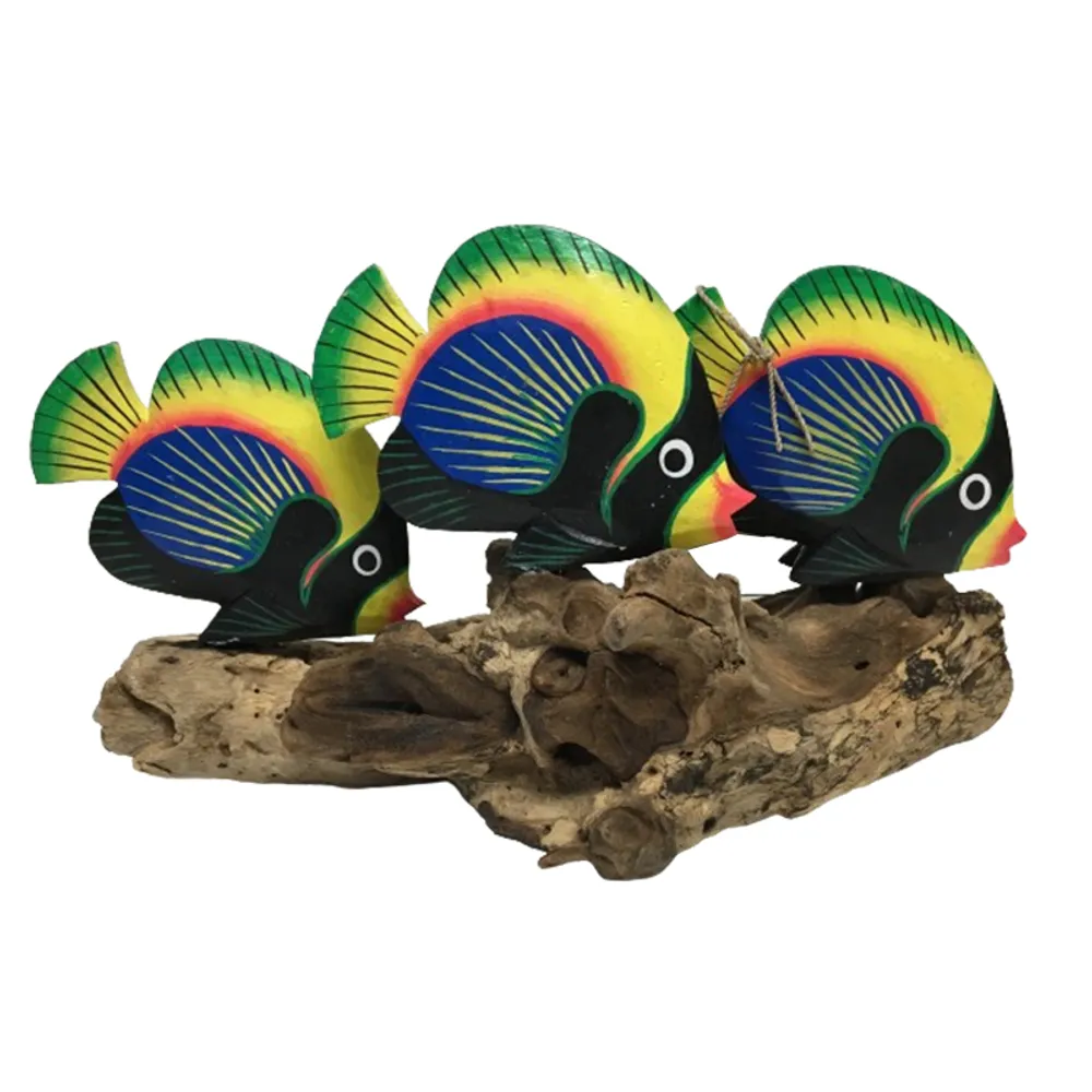 TROPICAL TRIO OF FISH ON DRIFTWOOD