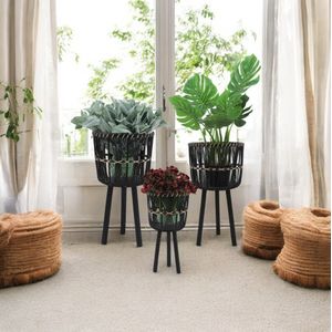 HALFORDBURN SET OF 3 BLACK PLANTER 26 (IN) 9
