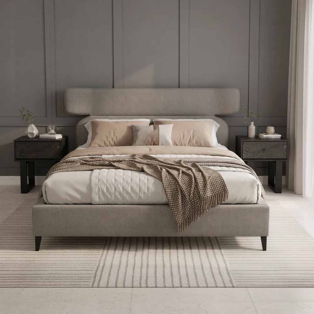 Dusa King Bed Olive Brown