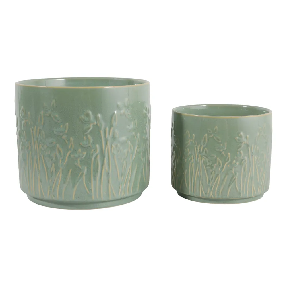 DANEBY SET OF 2 GREEN PLANTER 7 (IN)