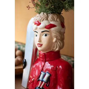 Large Ceramic Snow Skier Woman Vase 2