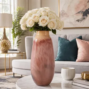 CLYDE PINK GLASS VASE 13 (IN) 11