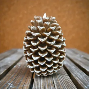 Pine Cone Moving Flame LED Candle 5x6.5in 3