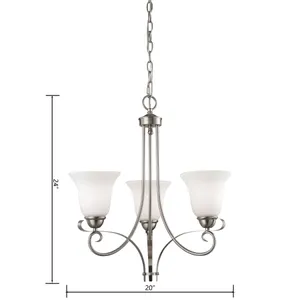 Brighton 20'' Wide 3-Light Chandelier - Brushed Nickel 2