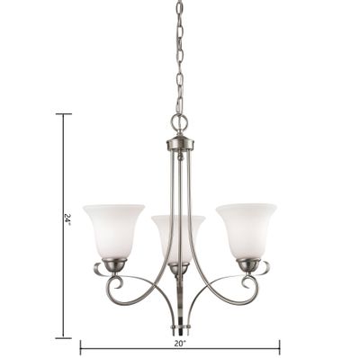 Brighton 20'' Wide 3-Light Chandelier - Brushed Nickel