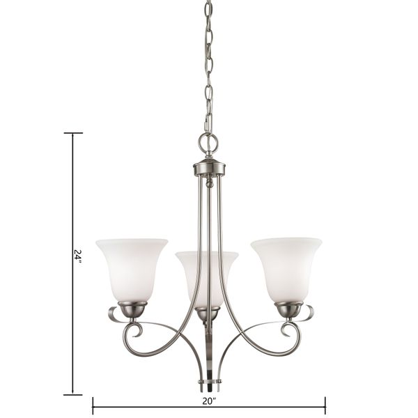 Brighton 20'' Wide 3-Light Chandelier - Brushed Nickel