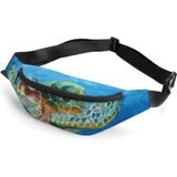 HIP BAG W ADJUSTABLE STRAP & JUTE - WATERCOLOR TURTLES 1