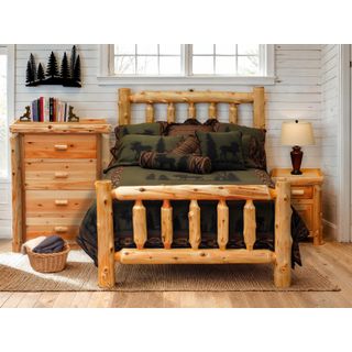 Cedar Log Traditional Bed - Double - Weathered