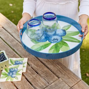 Blueberry Bunch Round Lacquer Serving Tray 4