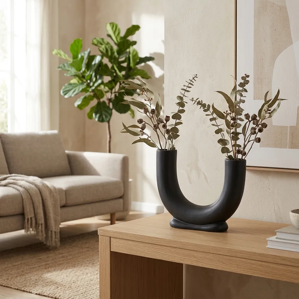 LENNONHAM BLACK VASE 8 (IN)