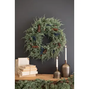 Artificial Juniper Christmas Wreath with Berries 1