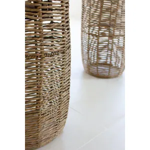 Set of 2 Woven Seagrass Barrel Planters 3
