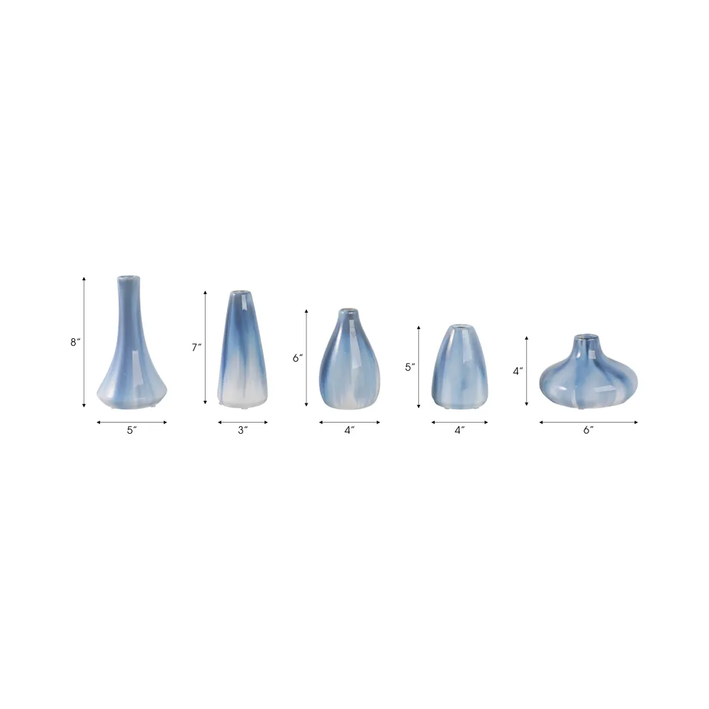 PAXTON SET OF 5 BLUE VASES 8 (IN)