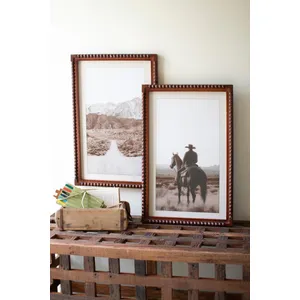 Set of 2 Framed Cowboy & Horse with Desert Scene Photography Prints under Glass 1