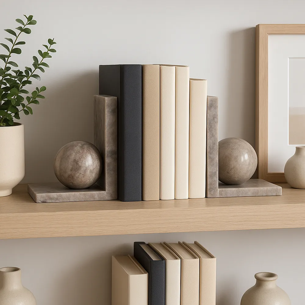 TESSOAK SET OF 2 TAN BOOKENDS 7 (IN)