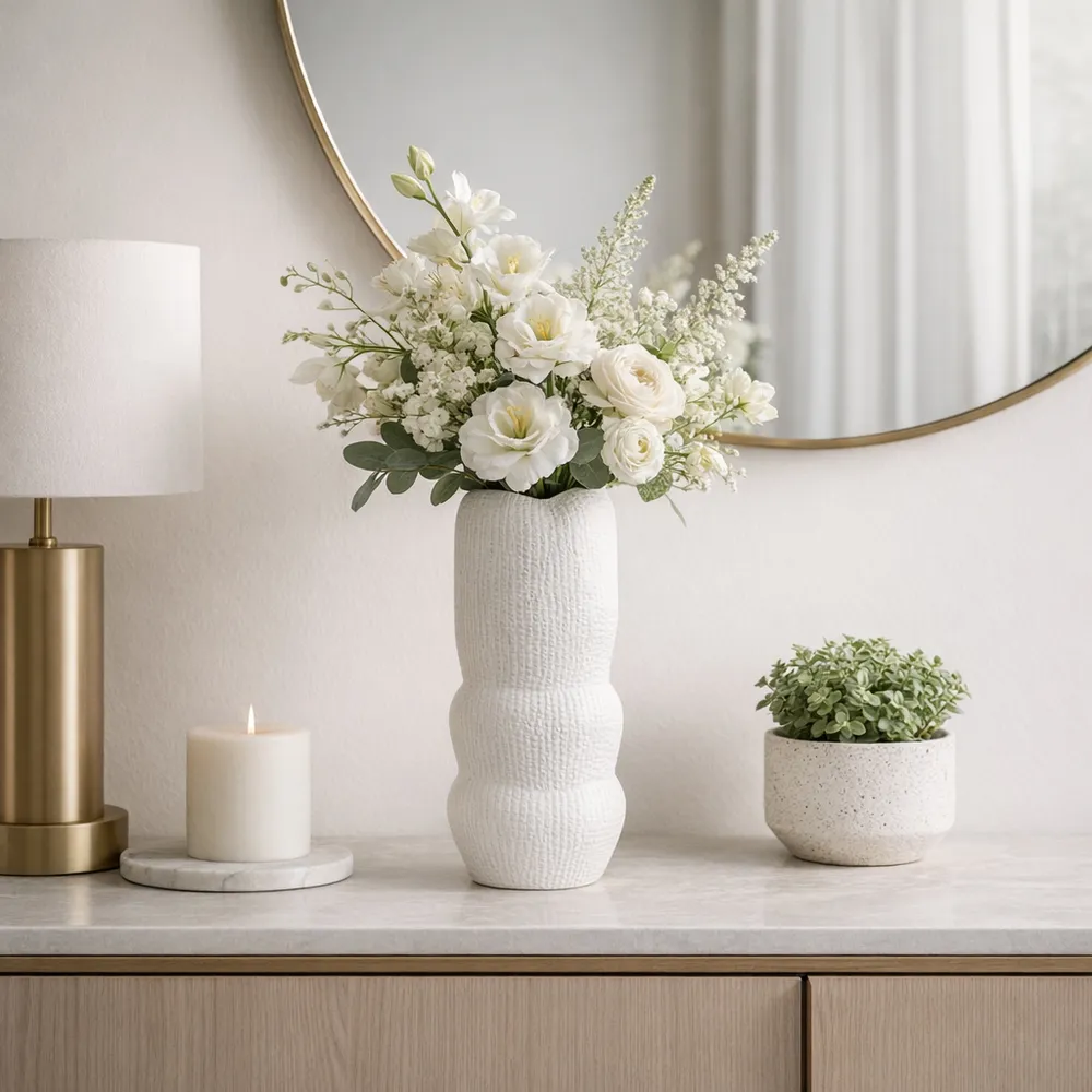 REGANWIND WHITE VASE 12 (IN)