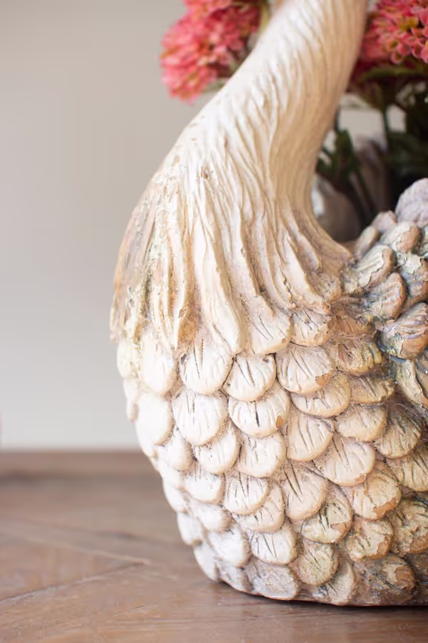Faux Concrete Swan Planter