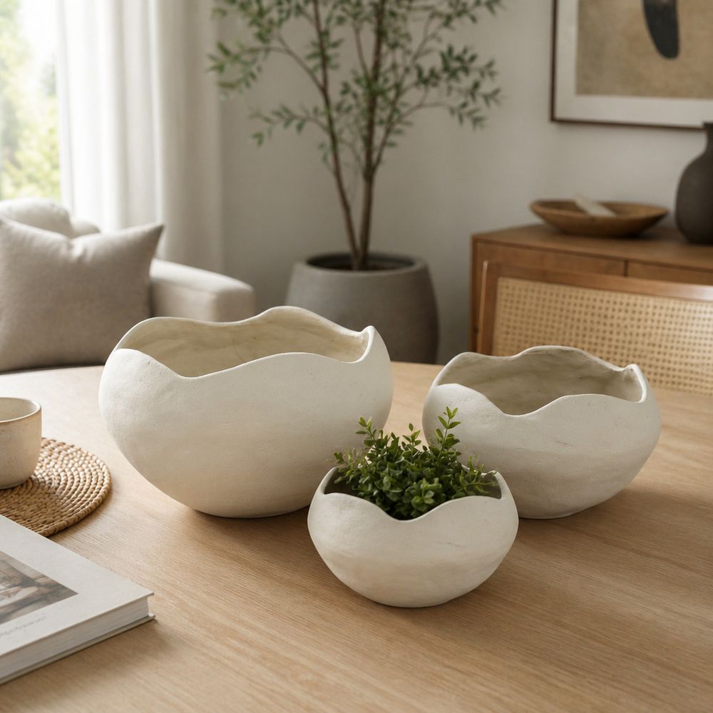 HOLLYSIDE SET OF 3 IVORY BOWLS 10 (IN)