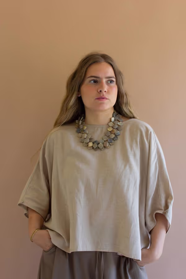 Multi-Layered Horn Bead Necklace /  Light